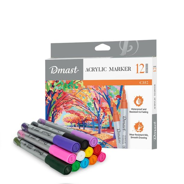 Dmast Multi-use Acrylic Marker Bullet Tip:2mm 12 Colors