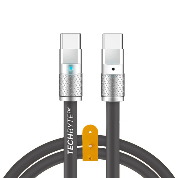 TechByte USB-C to USB-C Cable -Zinc Alloy Design -120W Rapid Charge - Black