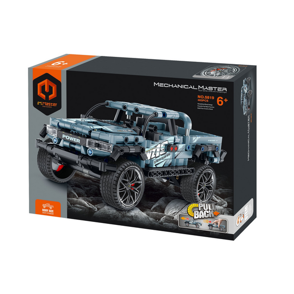iM.Master Pull-back Pickup Truck Construction Set in Blue - 463 Pieces