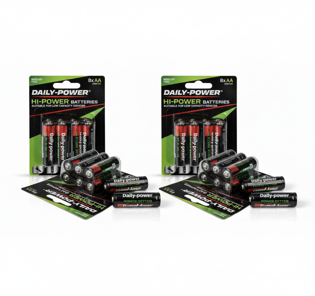 Daily Power AA Alkaline Batteries - 8 Piece Pack - 2 Pack