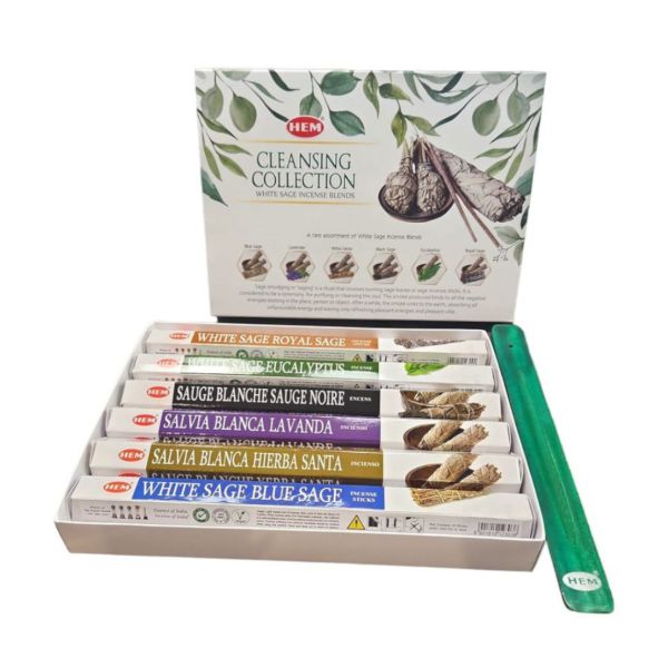 HEM White Sage Purify, Cleanse &amp; Uplift Incense Sticks &amp; Burner Gift Box