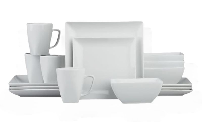 Large White Square Dinner Set- 16 Piece