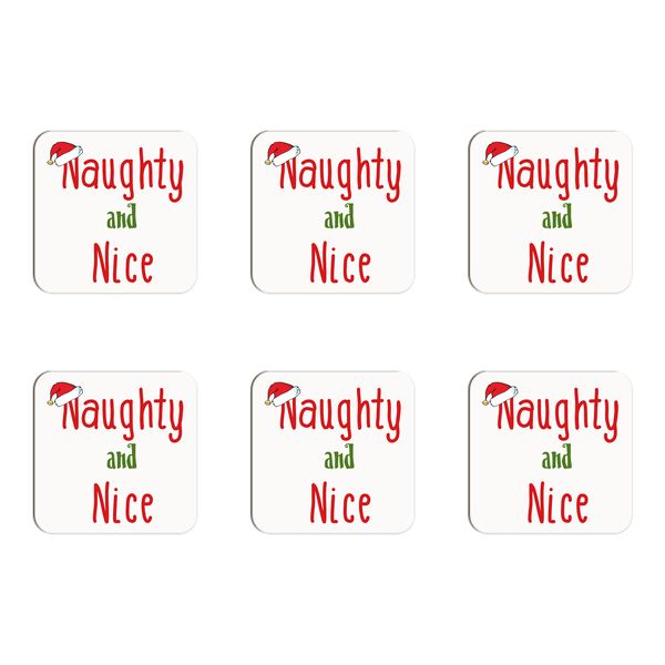 Christmas - Naughty and Nice Santa Hat Coasters - Set of 4