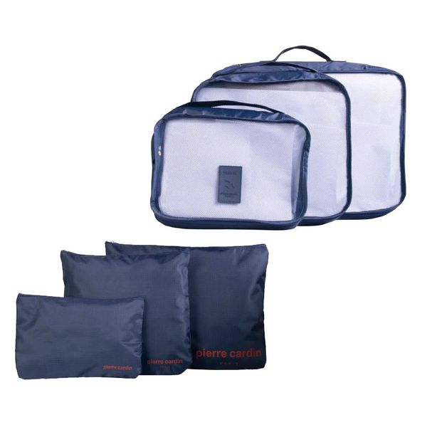 Pierre Cardin Travel Zip Up Organizer 6 Piece Set - Navy