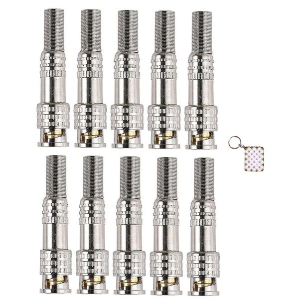 10Pcs Male BNC Connector for Surveillance Camera With Keychain