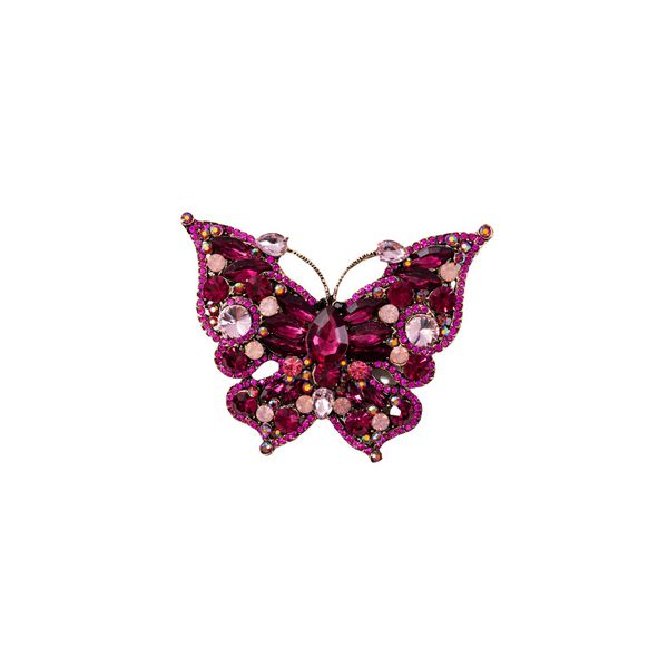 Magenta Butterfly Crystal Brooch image