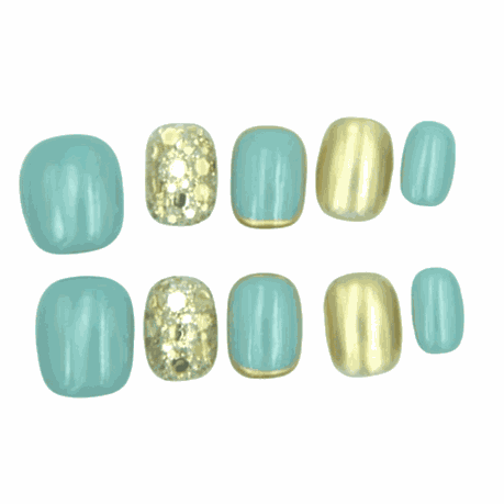 Golden Teal Luxe - Short Square Nails (M) Image