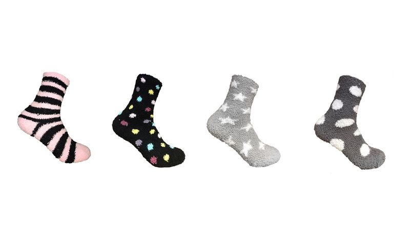 Undeez Ladies Cozy Socks Spots, Stripes &amp; Stars 4 Pack