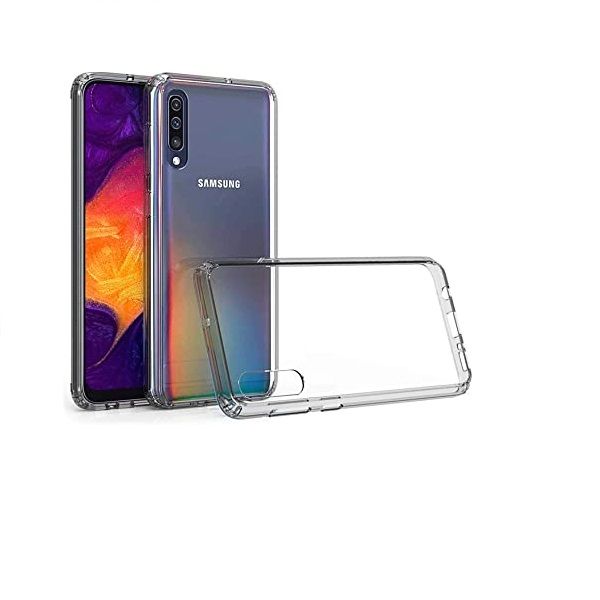 Clear Shockproof cover for Samsung A30S with Glass Screen Protector