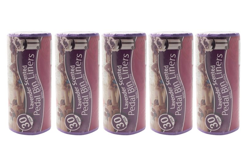 Pedal Bin Liners with Tie Handles Lavender Scented Bundle - 5 Packs (30's)