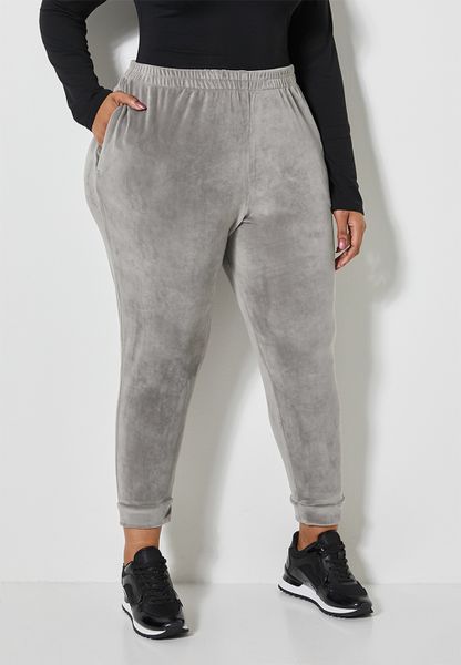 Women's VELVET Plush Velvet High Rise Track Pant - Grey 1