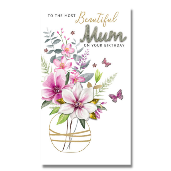Greeting Card - Mum Birthday - Vase of Flowers