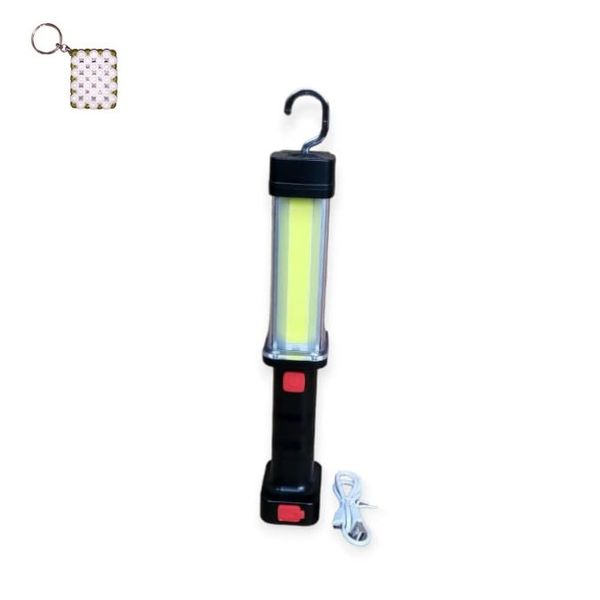 FA-820 Black Rechargeable Magnetic COB Light With A Hook And A Keyholder