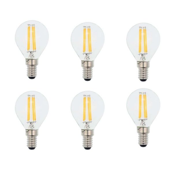 VITO Filament Clear Glass Bulb - LED g45 4W - E14 - Warm White - Set of 6
