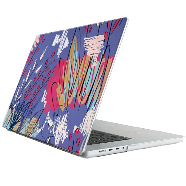 Colourful Doodle Themed Hard Shell Case For MacBook Air M2 2022 - Purple