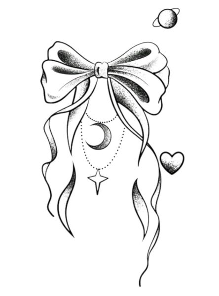 1 Piece - Whimsical Bowknot Design Temporary Tattoo - Black