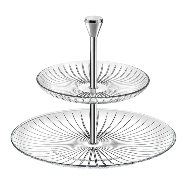 2 Tiers Crystal Glass Plate Stand