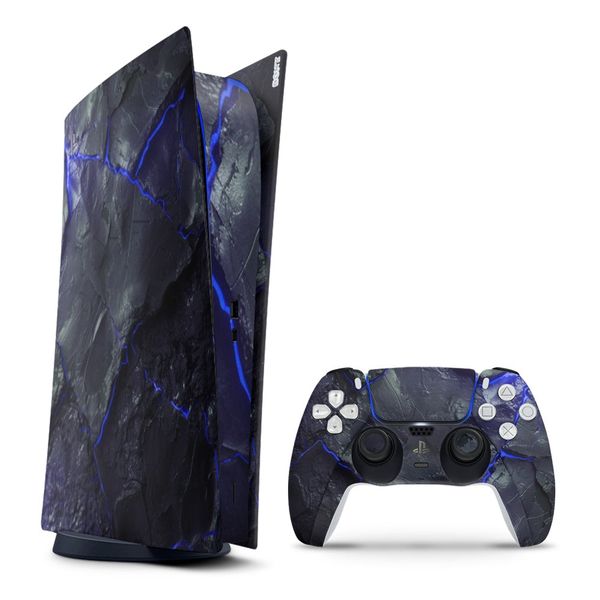 Decal Skin Compatible with PS5 Digital - Carbon Rock Glow Yellow (Decal Only)