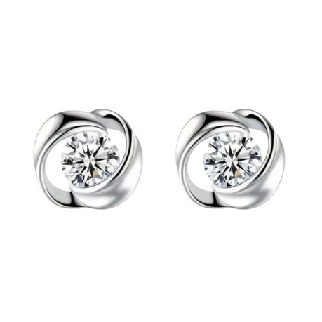 Elegant Rotating Love Heart Stud Earrings-Alloy Sparkling Design Image