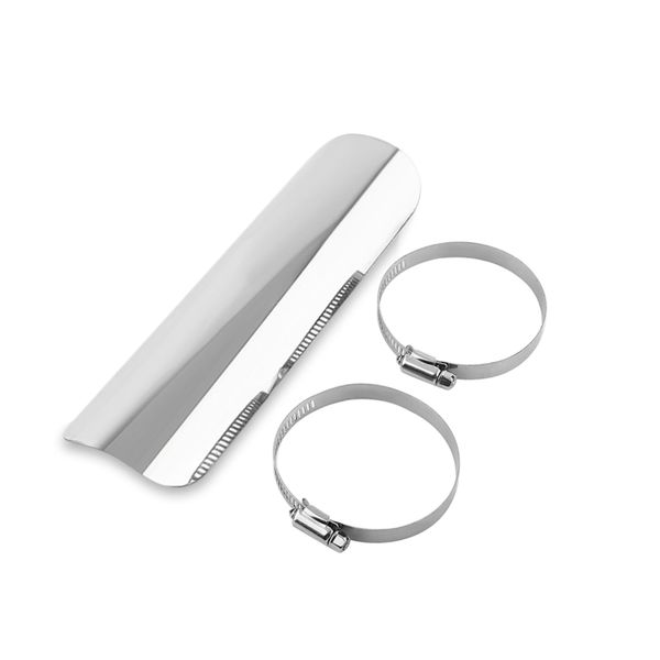 Universal Motorcycle Exhaust Pipe Heat Shield Straight Silver