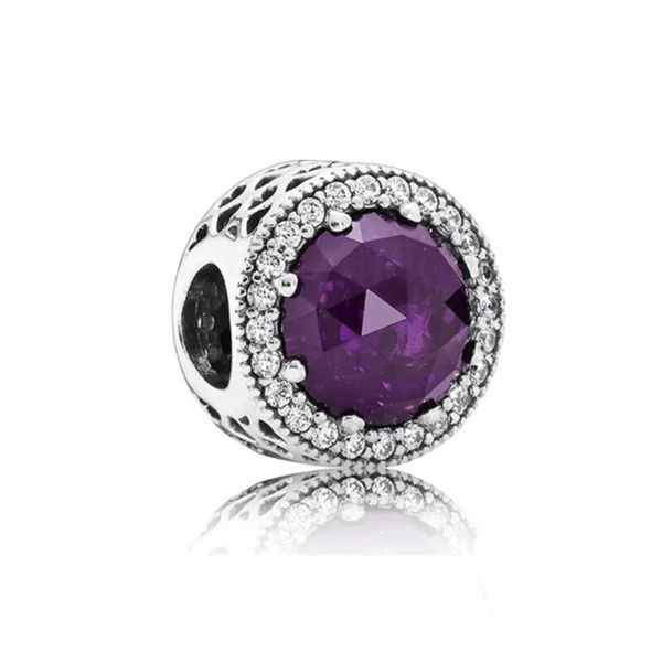 Circular Purple Diamante Charm For Charm Bracele image