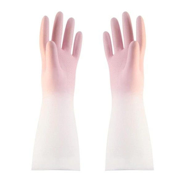 Two-Color Housework Cleaning Gloves - Large - Pink