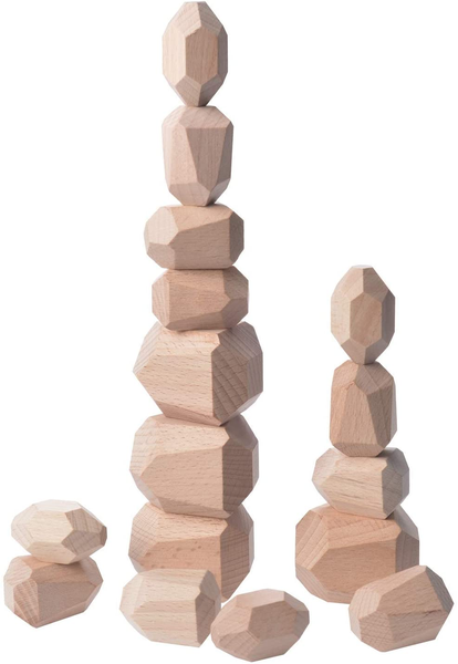 Balancing Stones From Natural Wood - Set of 16