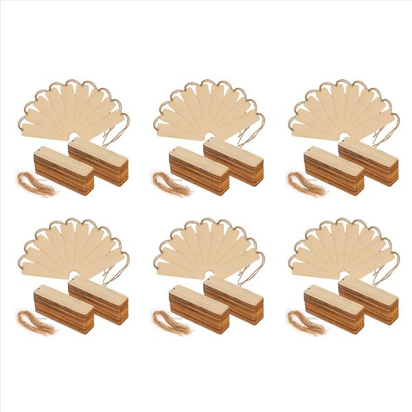 50 Pcs Wood Blank Bookmarks With Holes And Ropes Diy Craft Projects