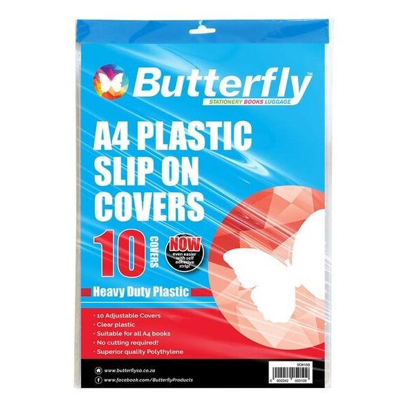Butterfly A4 Plastic Slip On Clear Covers for School Books - (40 Piece)