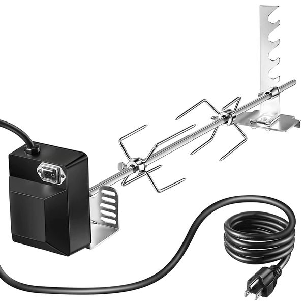 Rotisserie Grill Kit with 71.12 Cm Spray Rod Complete Bracket-Us Plug