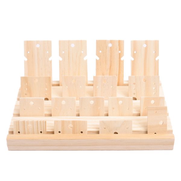 Wood 3 Slot Plate Display Earrings Shelf Storage Jewelry Rack L