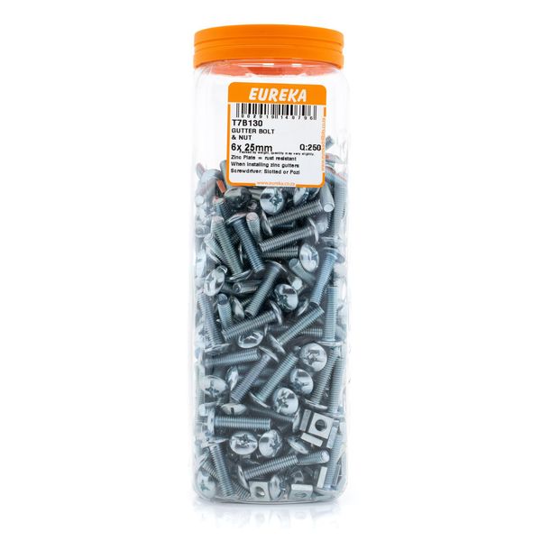 EUREKA Gutter Bolt &amp; Nut 6 x 25mm Q:250 T7B130