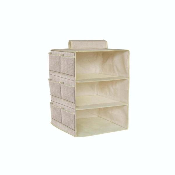 Three Layers Hanging Storage Organiser with Shoe Compartment (Cream)