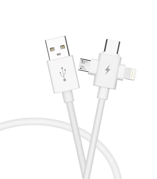 3-in-1 Head USB Charging Cable 3A (iOS/Androld/Type-C) - 1m