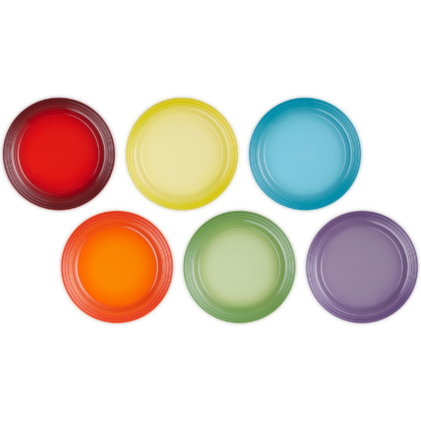Le Creuset Rainbow Set of 6 Dinner Plates