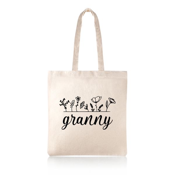 Granny Wildflower Cotton Shopper Tote Bag
