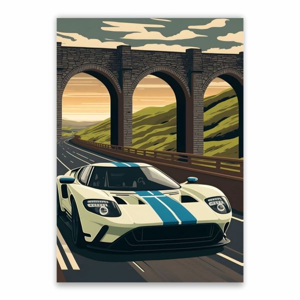 Ford Cruising On Road Poster - A1