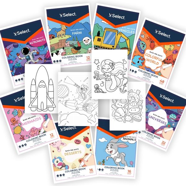 VSelect -8 x Colouring Book Set for Kids Aged 5+, 164 Pages of Fun Patterns