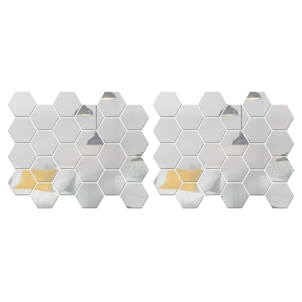 48 Pieces Acrylic Mirrors Hexagon Shape Wall Sticker