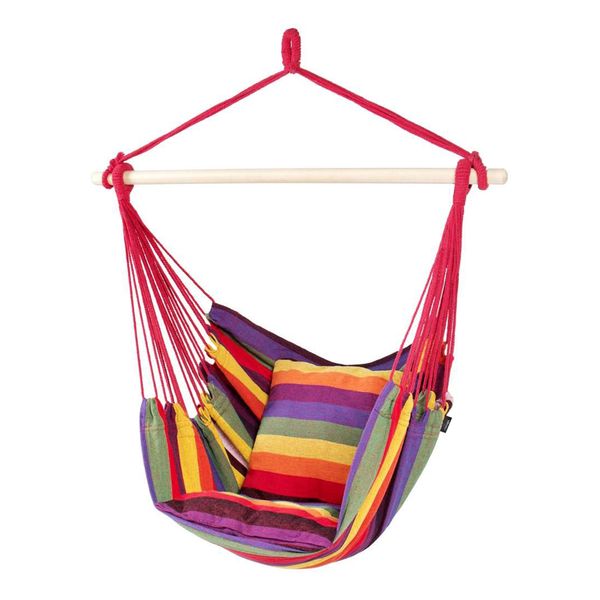 Hammock Hanging Rope Chair with 2 Pillows Indoor or Outdoor Ceiling Swing