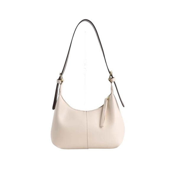 Elegant Faux Leather Shoulder Bag - Beige