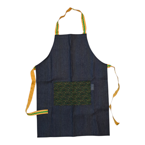 Gift Emporium Shweshwe Kids Apron - Green Paisley Pattern