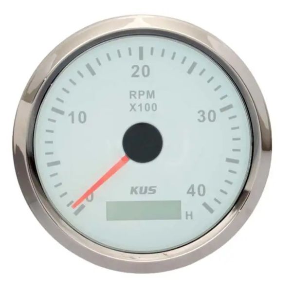 KUS 85mm Marine Grade Tachometer - Up to 4000 RPM with Digital Hour Meter