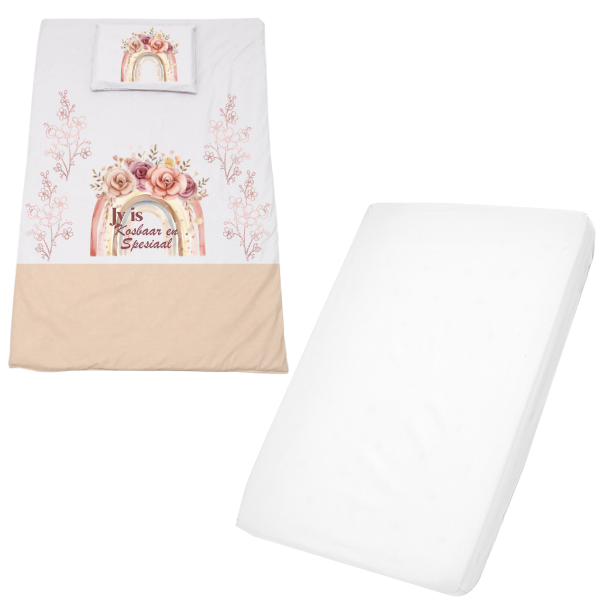 Cot Duvet Cover &amp; Waterproof Fitted Sheet 1170x560mm - Jy is kosbaar