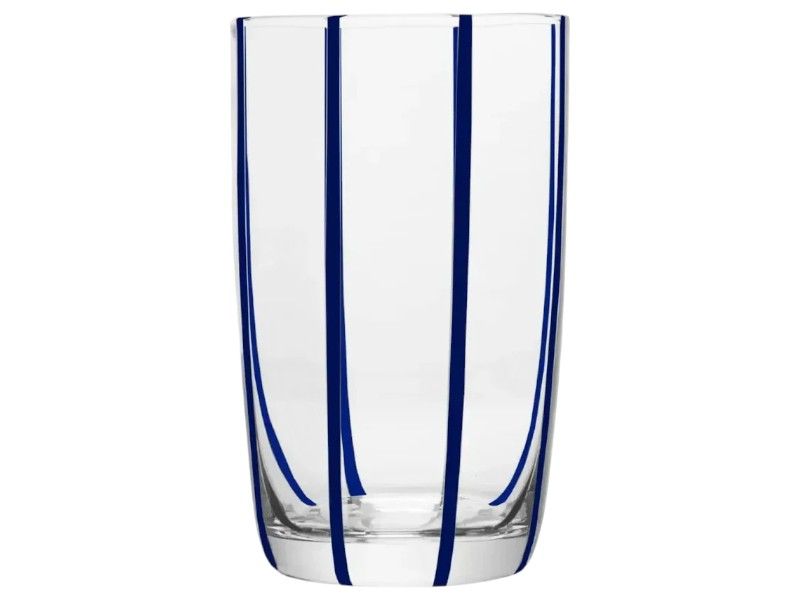 George &amp; Mason - Hacienda Glass Long Tumbler 4pk - Blue Stripe