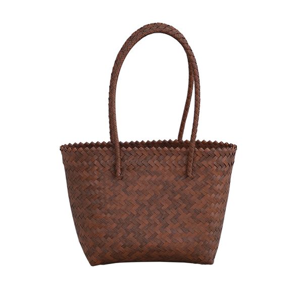 Woven Straw Basket Bag Natural Style for Beach