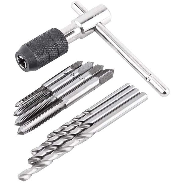 9 Pcs Adjustable T-Handle Ratchet Tap Holder Wrench Compatible with None