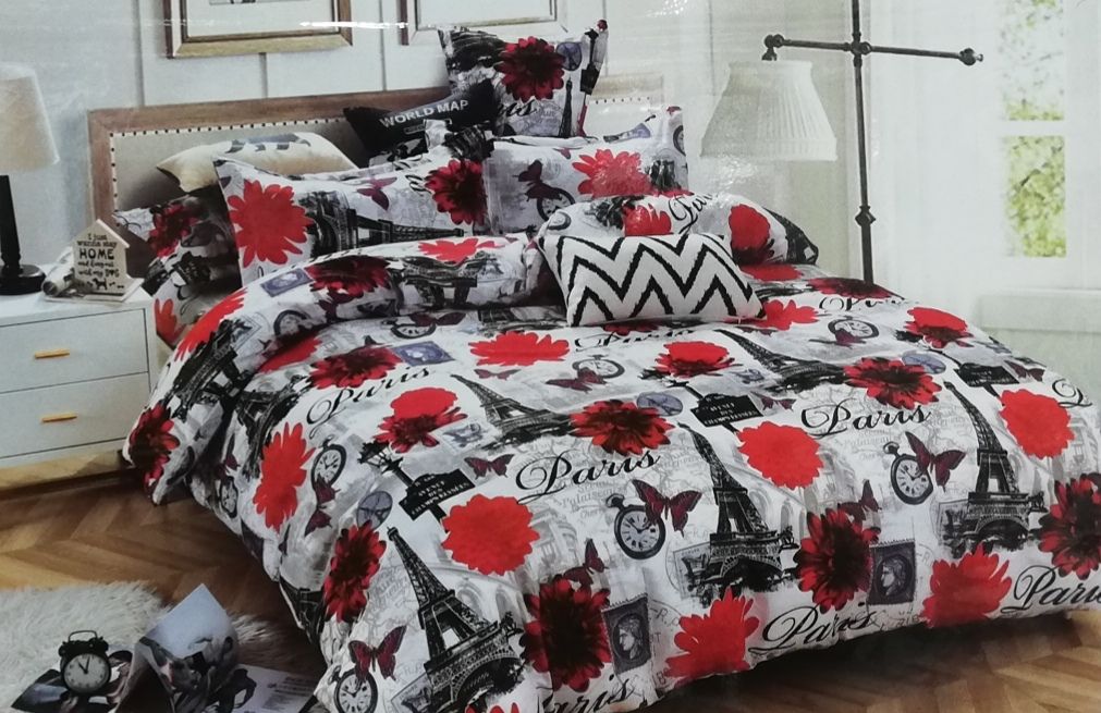 Red Eiffel Tower Duvet Cover Set 6 Piece