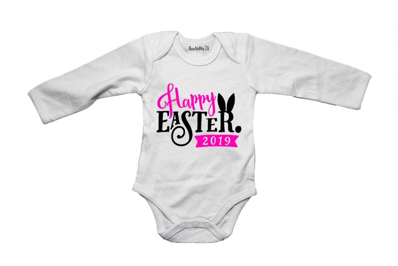 Happy Easter 2019 - Pink - Long Sleeve - Baby Grow