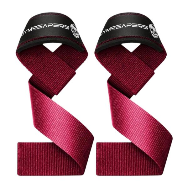 GYMREAPERS - Lifting Straps - Wrist Support for Weightlifting - Red